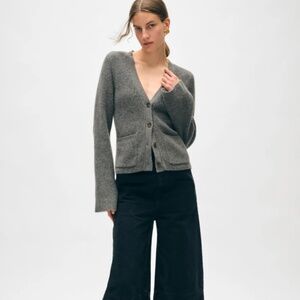 White + Warren Cashmere Fluted Sleeve Cardigan